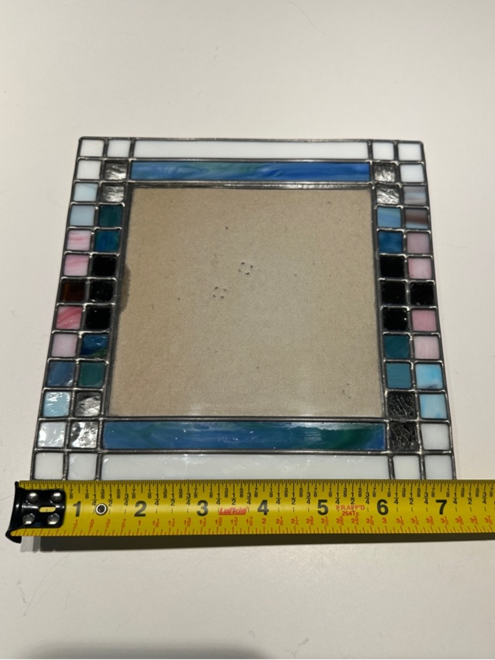 Stained Glass Mosaic Photo Frame in Blue, Pink, White, and Teal - Picture 3 of 4
